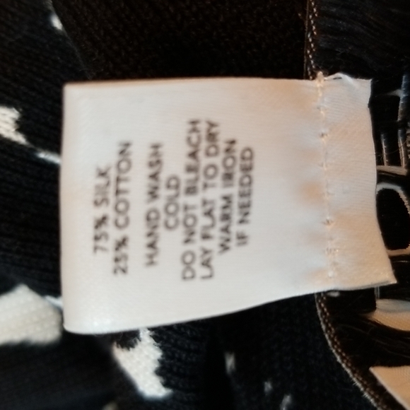 SILK cardigan LOFT black and white leaf pattern size - Picture 4 of 4